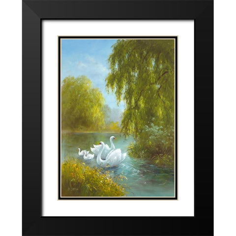 White Symphony II Black Modern Wood Framed Art Print with Double Matting by Smith, B.