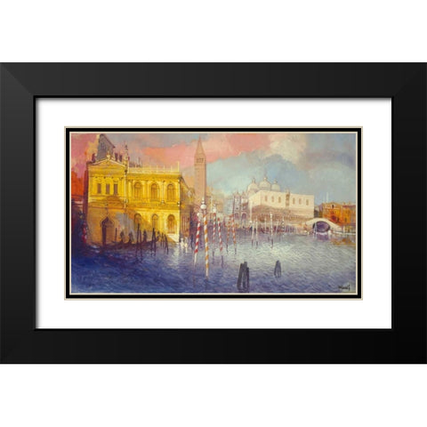Venezia III Black Modern Wood Framed Art Print with Double Matting by Milani
