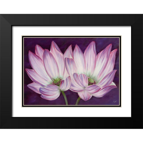 Purple Lotus Black Modern Wood Framed Art Print with Double Matting by Lake, Kaye