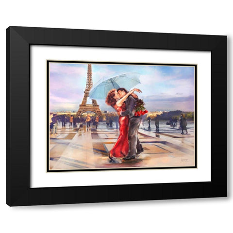 French Kiss Black Modern Wood Framed Art Print with Double Matting by Tarin, Michael