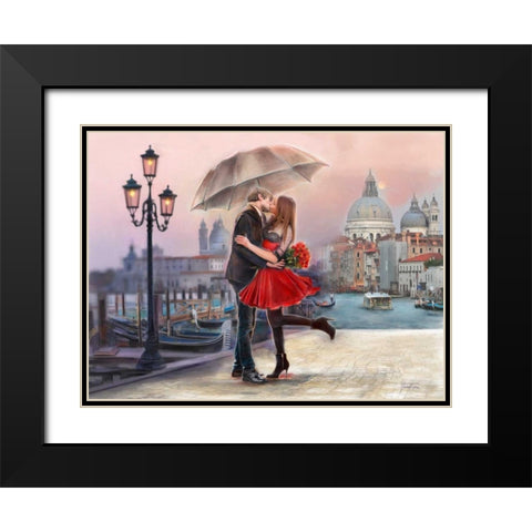 Venice Love Black Modern Wood Framed Art Print with Double Matting by Tarin, Michael