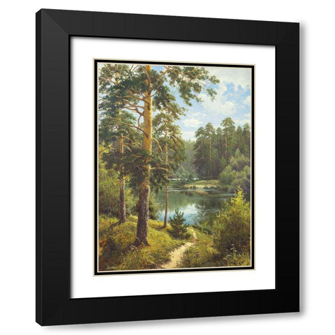 SLOWLY RIVER II Black Modern Wood Framed Art Print with Double Matting by Priscepa, Igor