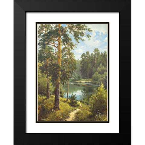 SLOWLY RIVER II Black Modern Wood Framed Art Print with Double Matting by Priscepa, Igor