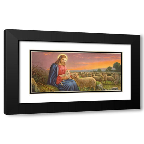 DER GUTE HIRTE Black Modern Wood Framed Art Print with Double Matting by Giovanni