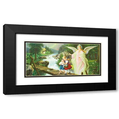 GUARDIAN ANGEL Black Modern Wood Framed Art Print with Double Matting by Lindberg