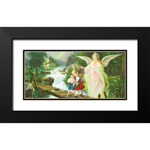 GUARDIAN ANGEL Black Modern Wood Framed Art Print with Double Matting by Lindberg