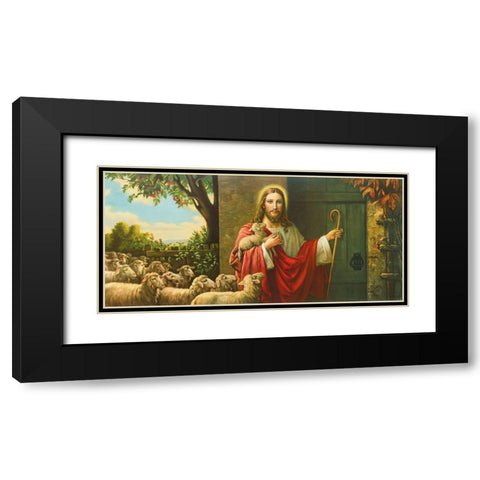 EINE HERDE UND EIN HIRTE Black Modern Wood Framed Art Print with Double Matting by Giovanni