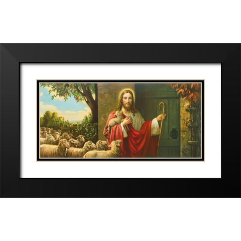 EINE HERDE UND EIN HIRTE Black Modern Wood Framed Art Print with Double Matting by Giovanni
