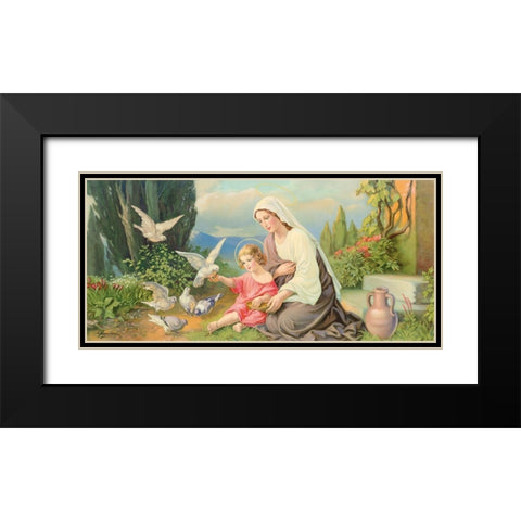TAUBEN-MADONNA Black Modern Wood Framed Art Print with Double Matting by Giovanni