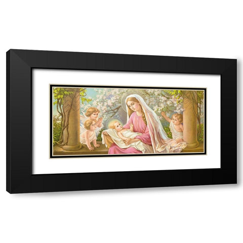 MARY WITH BLOSSOMS Black Modern Wood Framed Art Print with Double Matting by Giovanni