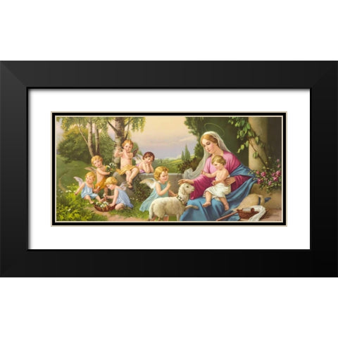 Angel Madonna I Black Modern Wood Framed Art Print with Double Matting by Giovanni