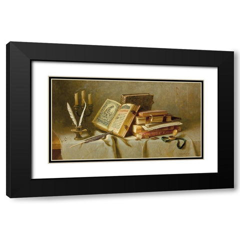 OLD BOOKS II Black Modern Wood Framed Art Print with Double Matting by Belkovskij, Igor