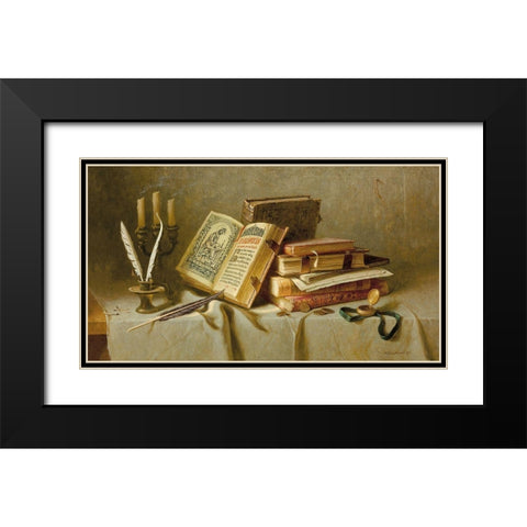 OLD BOOKS II Black Modern Wood Framed Art Print with Double Matting by Belkovskij, Igor