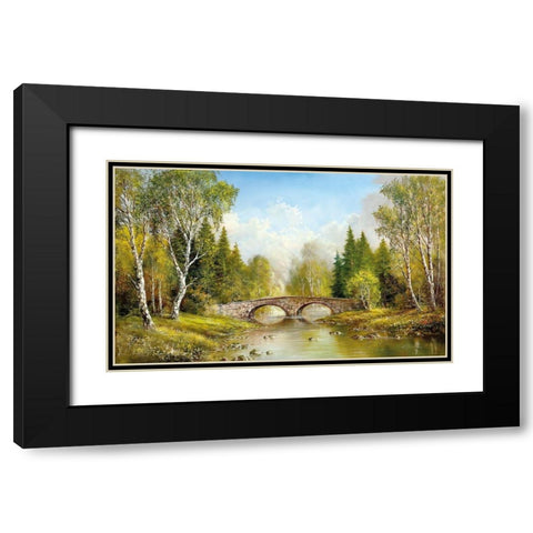 STONE BRIDGE Black Modern Wood Framed Art Print with Double Matting by Glassl, Helmut