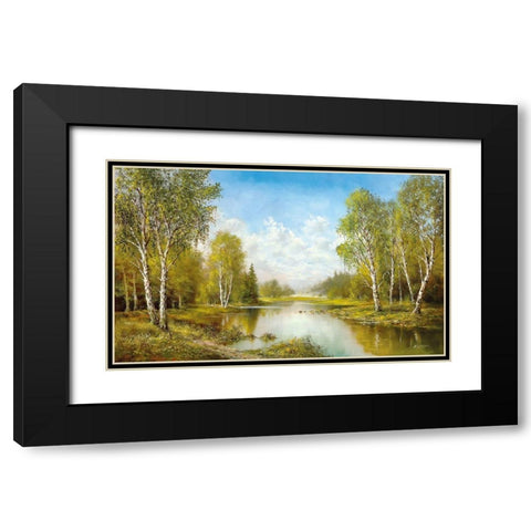 SPRINGTIME MORNING Black Modern Wood Framed Art Print with Double Matting by Glassl, Helmut