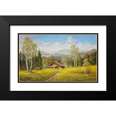 SUMMER SHADOWS Black Modern Wood Framed Art Print with Double Matting by Glassl, Helmut