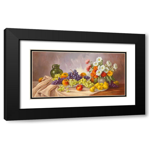 FRUIT Still-Life Black Modern Wood Framed Art Print with Double Matting by Krueger, E.