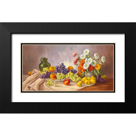 FRUIT Still-Life Black Modern Wood Framed Art Print with Double Matting by Krueger, E.