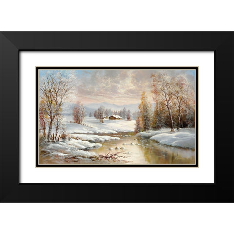 WINTER TWILIGHT Black Modern Wood Framed Art Print with Double Matting by Glassl, Helmut