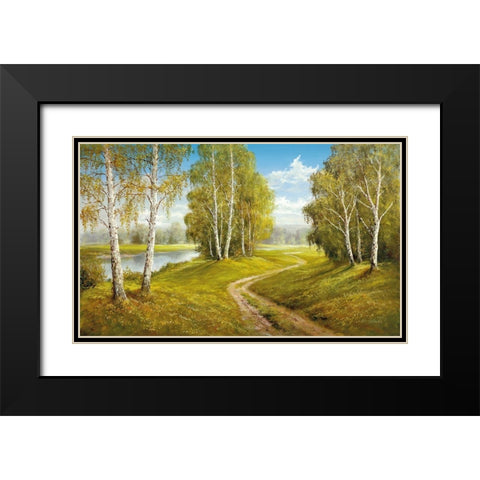 ROMANTIC PATHWAY Black Modern Wood Framed Art Print with Double Matting by Glassl, Helmut