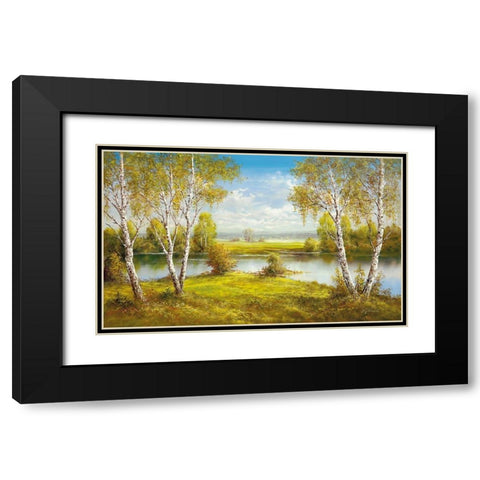 REFLECTIONS OF SPRING Black Modern Wood Framed Art Print with Double Matting by Glassl, Helmut