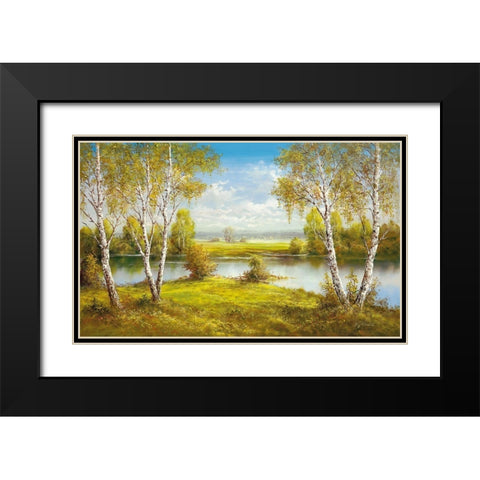 REFLECTIONS OF SPRING Black Modern Wood Framed Art Print with Double Matting by Glassl, Helmut