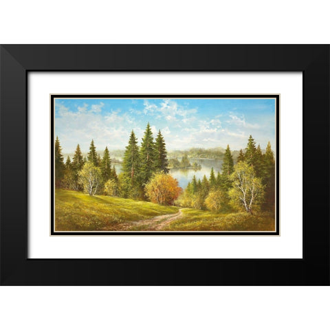 LAKE NEAR CERNIVCI Black Modern Wood Framed Art Print with Double Matting by Glassl, Helmut