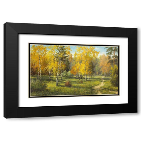 AUTUMN WAY I Black Modern Wood Framed Art Print with Double Matting by Priscepa, Igor