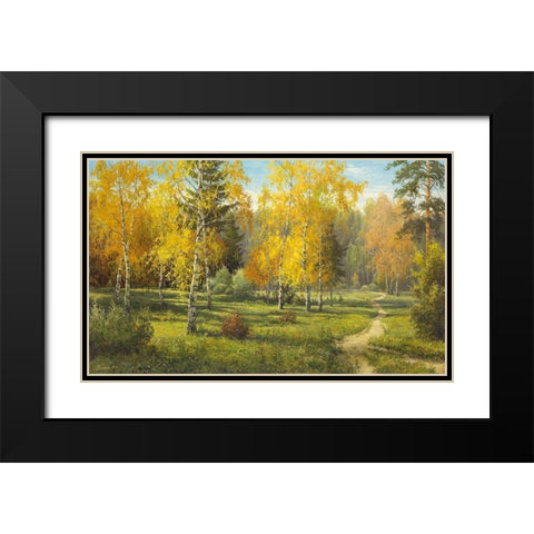 AUTUMN WAY I Black Modern Wood Framed Art Print with Double Matting by Priscepa, Igor