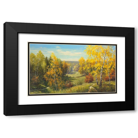 AUTUMN WAY II Black Modern Wood Framed Art Print with Double Matting by Priscepa, Igor
