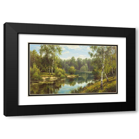 SLOWLY RIVER I Black Modern Wood Framed Art Print with Double Matting by Priscepa, Igor