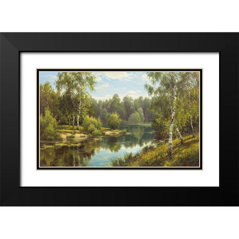 SLOWLY RIVER I Black Modern Wood Framed Art Print with Double Matting by Priscepa, Igor