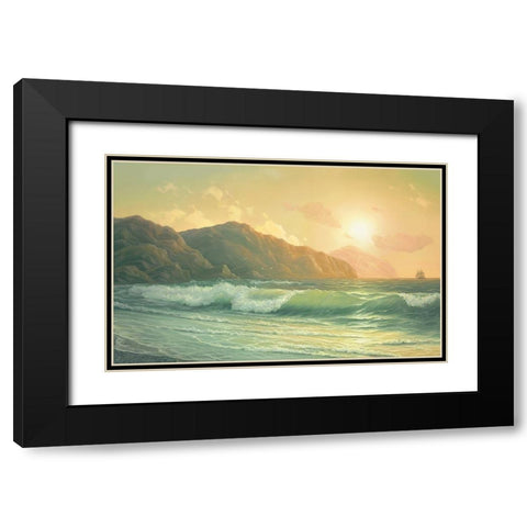 HIGH TIDE Black Modern Wood Framed Art Print with Double Matting by Slava