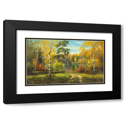 AUTUMN WAY Black Modern Wood Framed Art Print with Double Matting by Priscepa, Igor