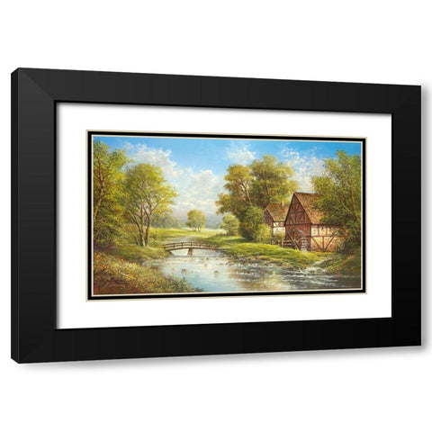 MILL AT THE RIVER Black Modern Wood Framed Art Print with Double Matting by Glassl, Helmut