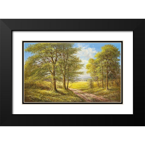 ROMANTIC LANE II Black Modern Wood Framed Art Print with Double Matting by Glassl, Helmut