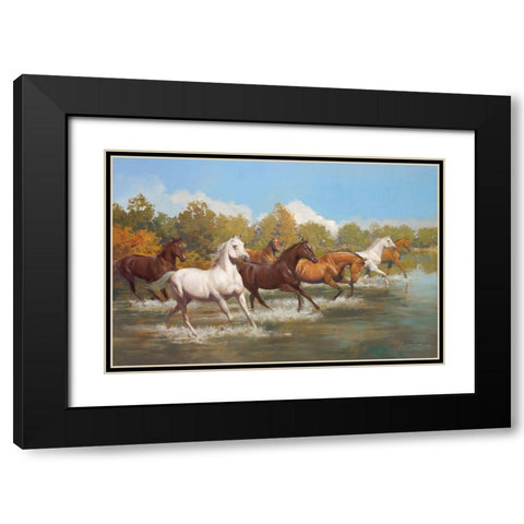 STAMPEDE Black Modern Wood Framed Art Print with Double Matting by Lombardo, Spartaco