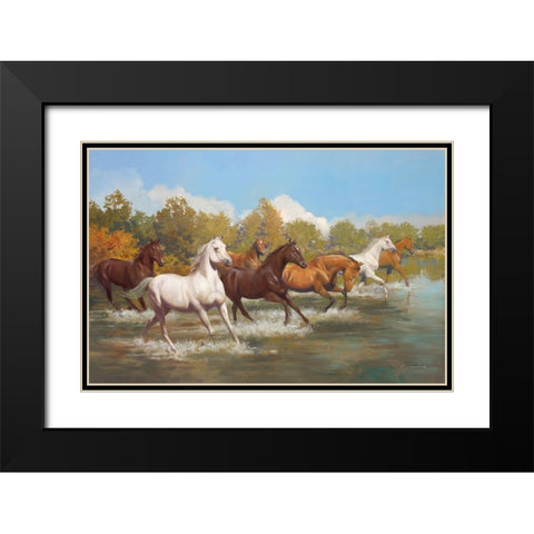 STAMPEDE Black Modern Wood Framed Art Print with Double Matting by Lombardo, Spartaco