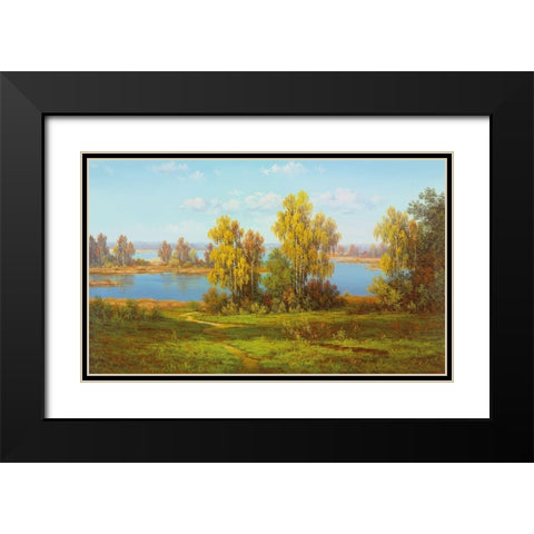 AUTUMN Landscape Black Modern Wood Framed Art Print with Double Matting by Slava