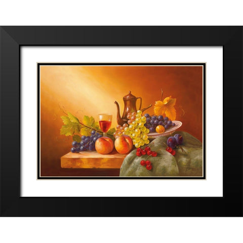 Still-Life WITH FRUITS I Black Modern Wood Framed Art Print with Double Matting by Fasani