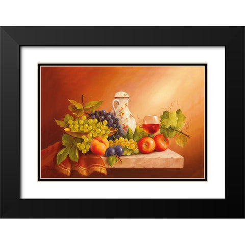 Still-Life WITH FRUITS II Black Modern Wood Framed Art Print with Double Matting by Fasani