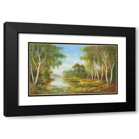 SECLUDED POND Black Modern Wood Framed Art Print with Double Matting by Glassl, Helmut