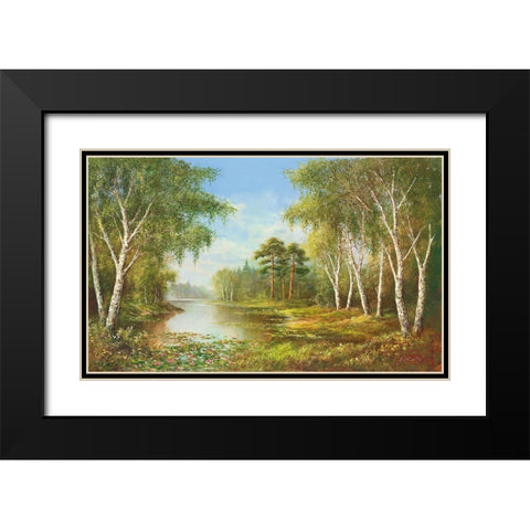 SECLUDED POND Black Modern Wood Framed Art Print with Double Matting by Glassl, Helmut