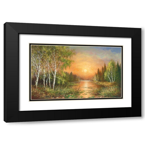 SIBERIAN SUNSET Black Modern Wood Framed Art Print with Double Matting by Glassl, Helmut