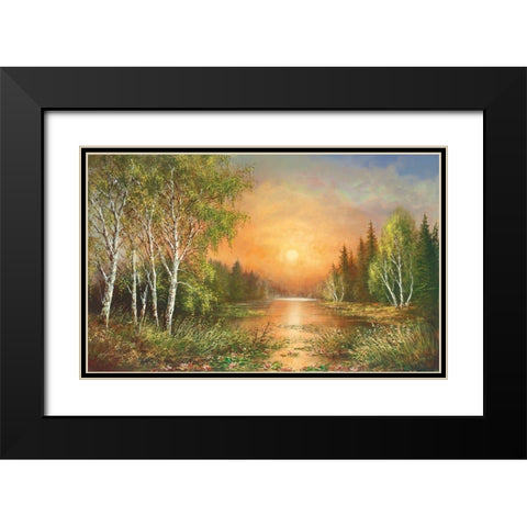 SIBERIAN SUNSET Black Modern Wood Framed Art Print with Double Matting by Glassl, Helmut