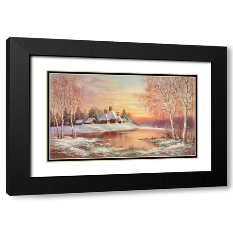 KAUKASIAN MONASTERY Black Modern Wood Framed Art Print with Double Matting by Glassl, Helmut