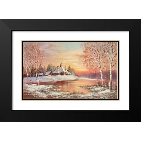 KAUKASIAN MONASTERY Black Modern Wood Framed Art Print with Double Matting by Glassl, Helmut