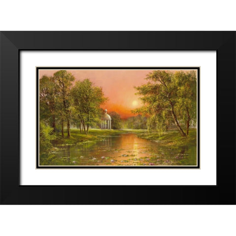 Sunset Upon Arbour Black Modern Wood Framed Art Print with Double Matting by Glassl, Helmut