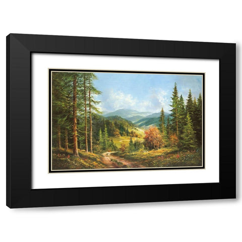 ROMANTIC VALLEY Black Modern Wood Framed Art Print with Double Matting by Glassl, Helmut