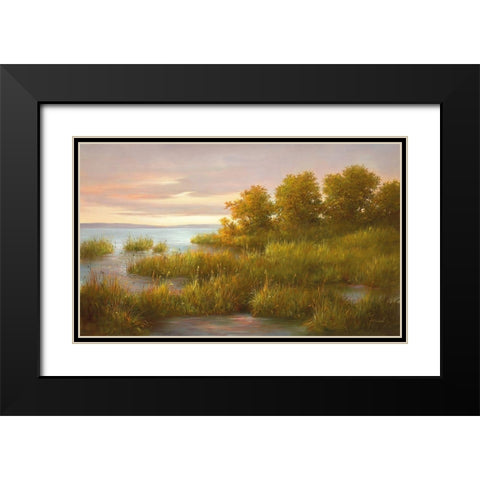 MISTY LAKE I Black Modern Wood Framed Art Print with Double Matting by Fasani